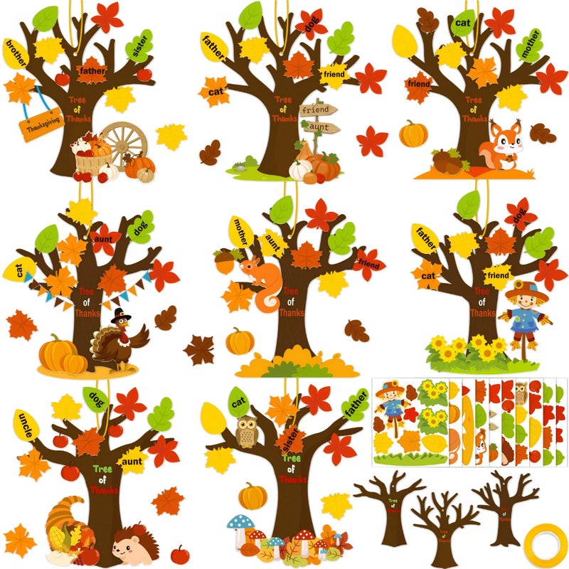 80UncleKimby 32 Pack Thanksgiving Crafts for Kids Tree of Thanks Make Your Own Thanksgiving Tree Hanging Ornament Fall Activity Autumn Party Supplies - Image 1